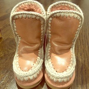 Mou Girls stitch detail fur lined boots size 12